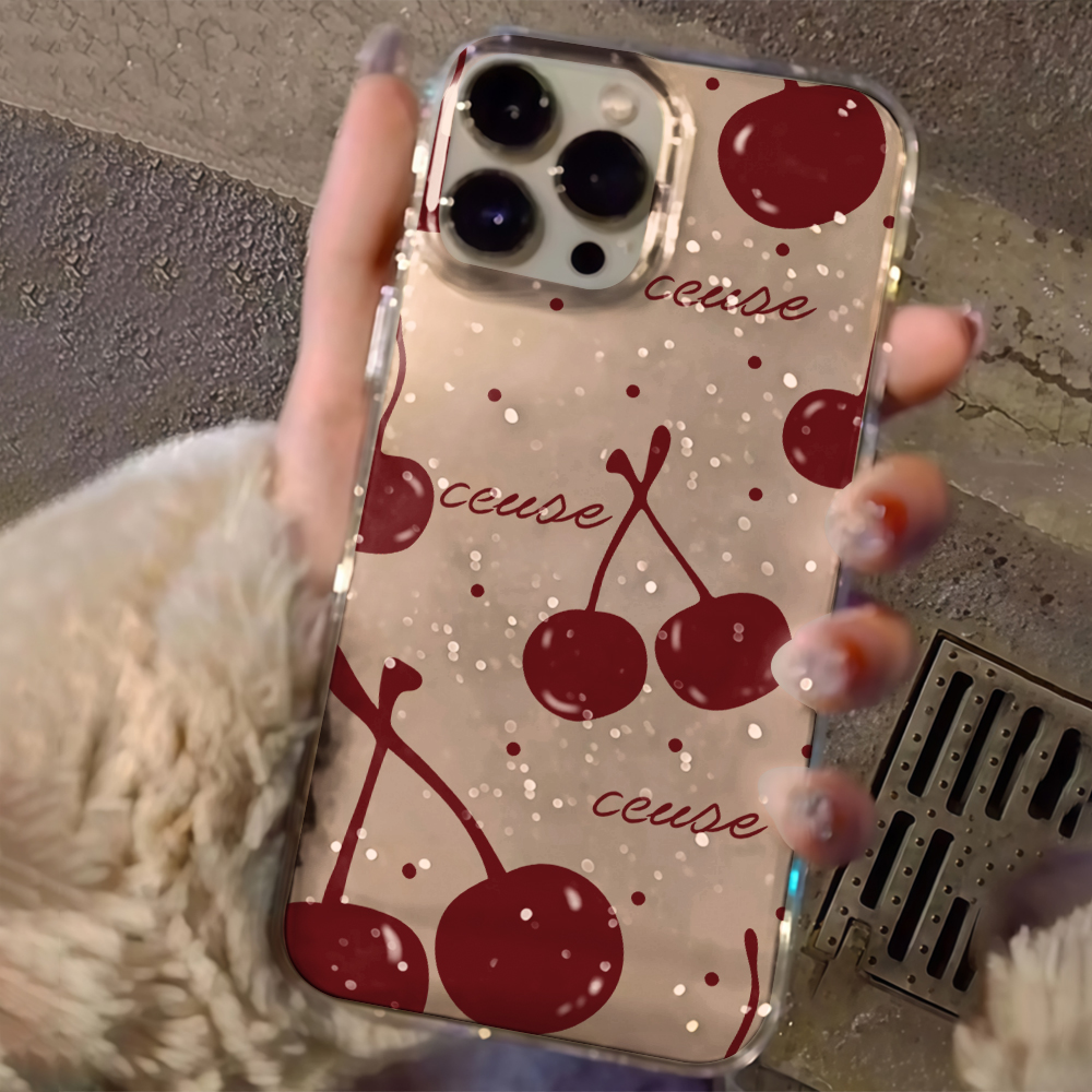 Phone Cases Luxury - Luxury Simple Cherry Clear Glitter Phone