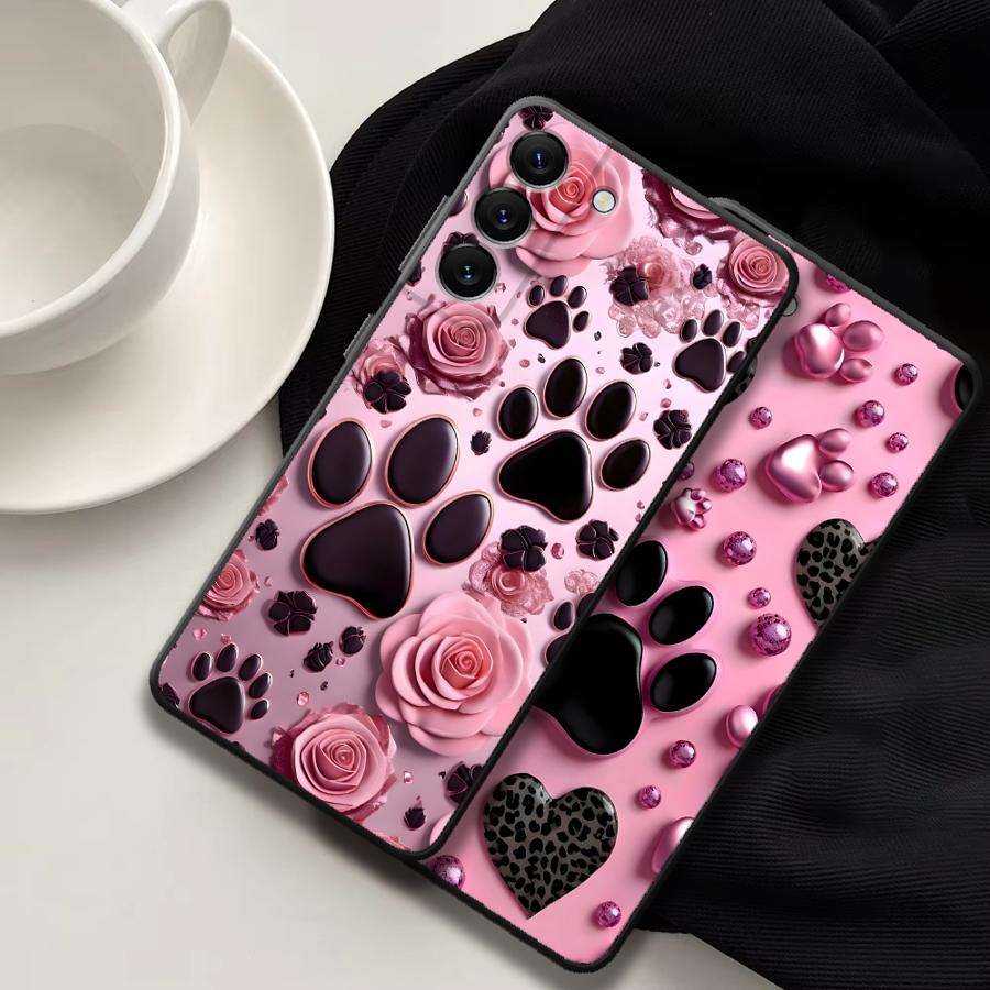 Phone Cases Pink - Pink Pet Paw Print Pattern Phone