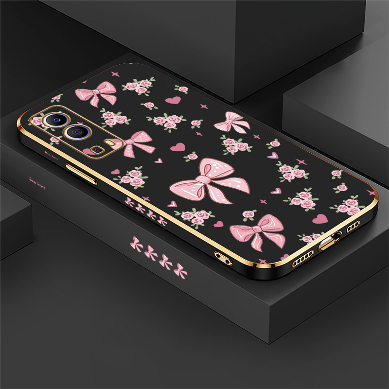 Luxury Plating Case - Pattern Flowers Bow Knots Phone Case