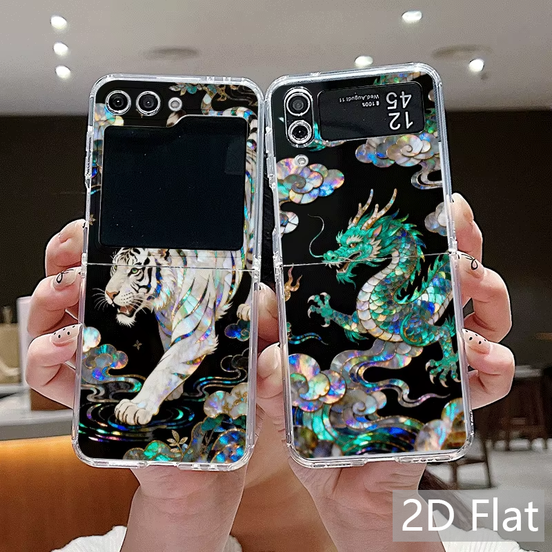 Phone Cases Z Fold 6 - Stylish Tiger Dragon Marble Texture Phone