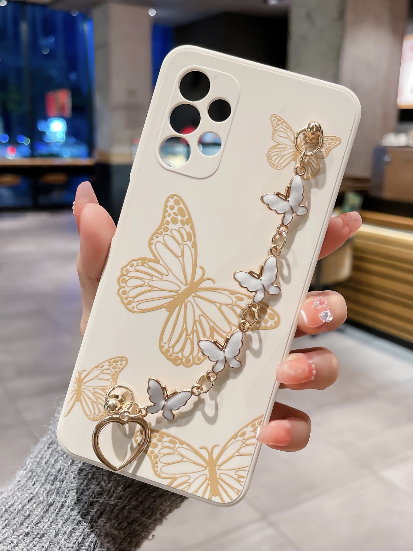 Luxury Plating Case - Luxury Plating Butterfly Metal Chain TPU