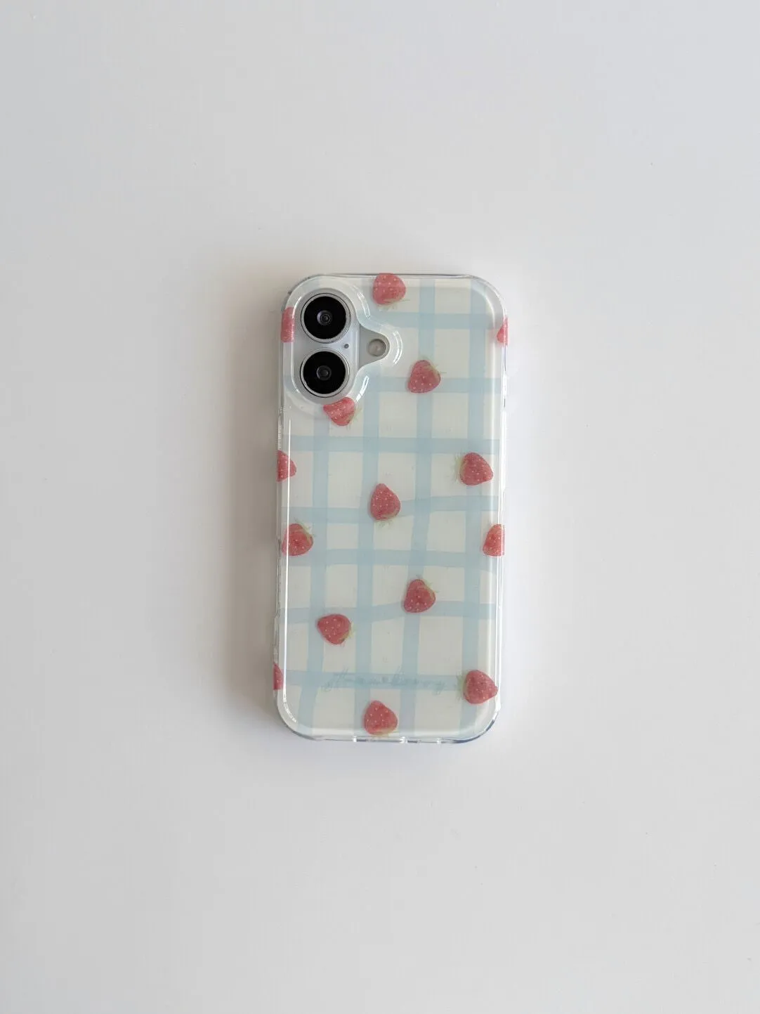 Phone Cases Luxury - Fresh Blue Grid Pattern Strawberries Luxury