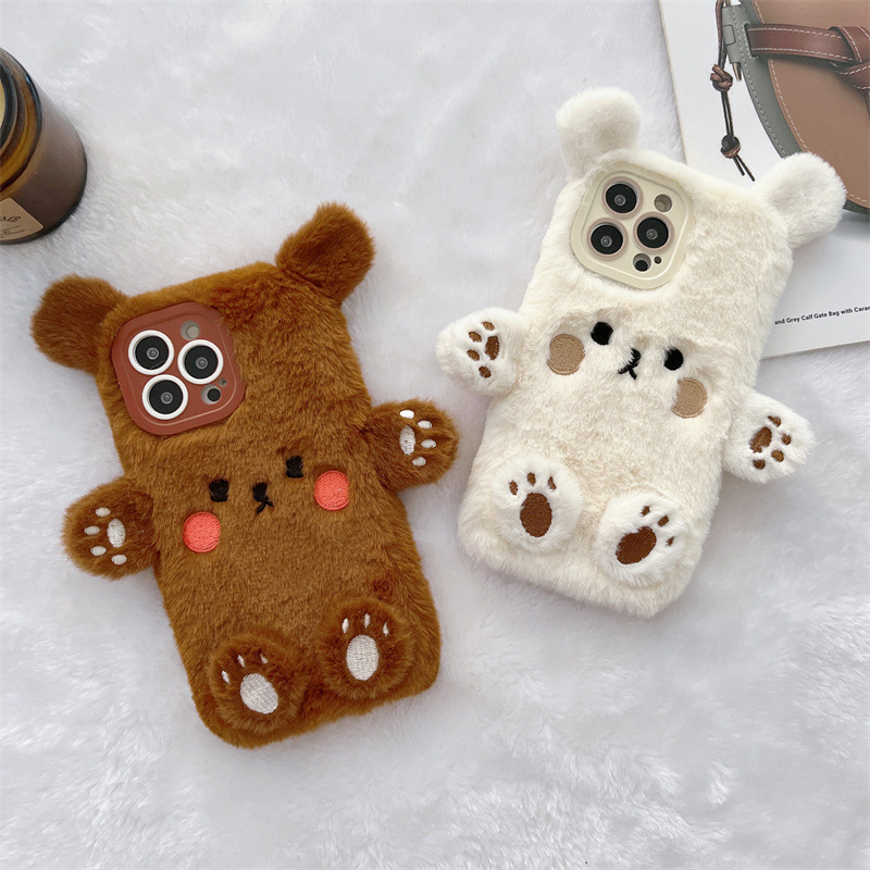 Korean 3D Cartoon Bear Fluffy  - Phone Cases Popular ulasan dan harga