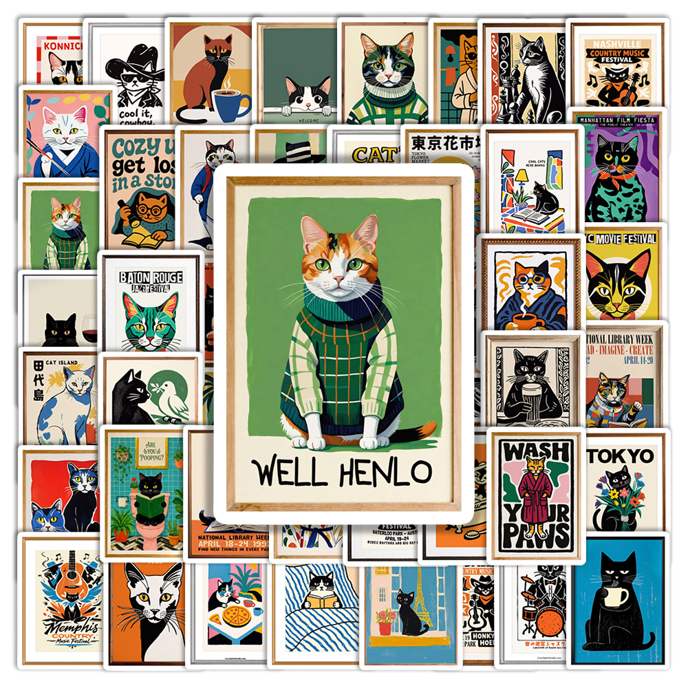 Cute Cat Poster Stickers Water - Phone Cases Junk ulasan dan harga