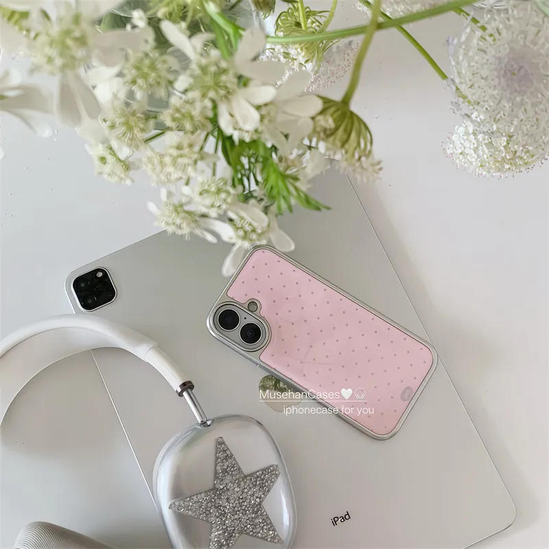 Korean ins Cream Pink Polka Do - Phone Cases Drawing ulasan dan harga