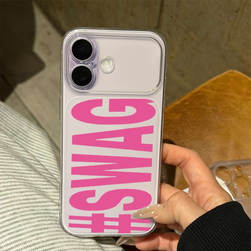 Hot Pink Black SWAG Letter Cle - Phone Cases Black ulasan dan harga