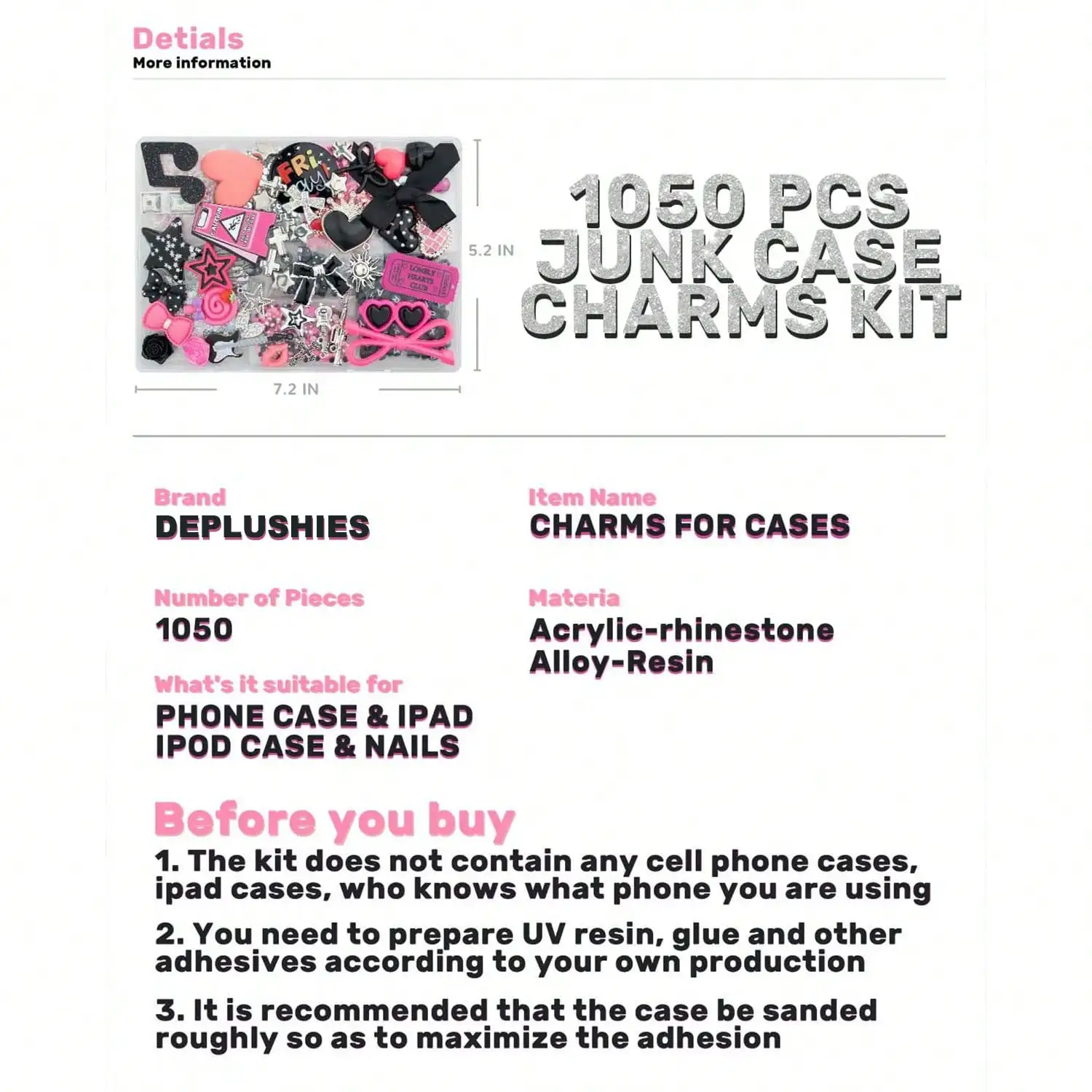 1050 Pcs Junk Phone Case Charm - Phone Cases Junk ulasan dan harga