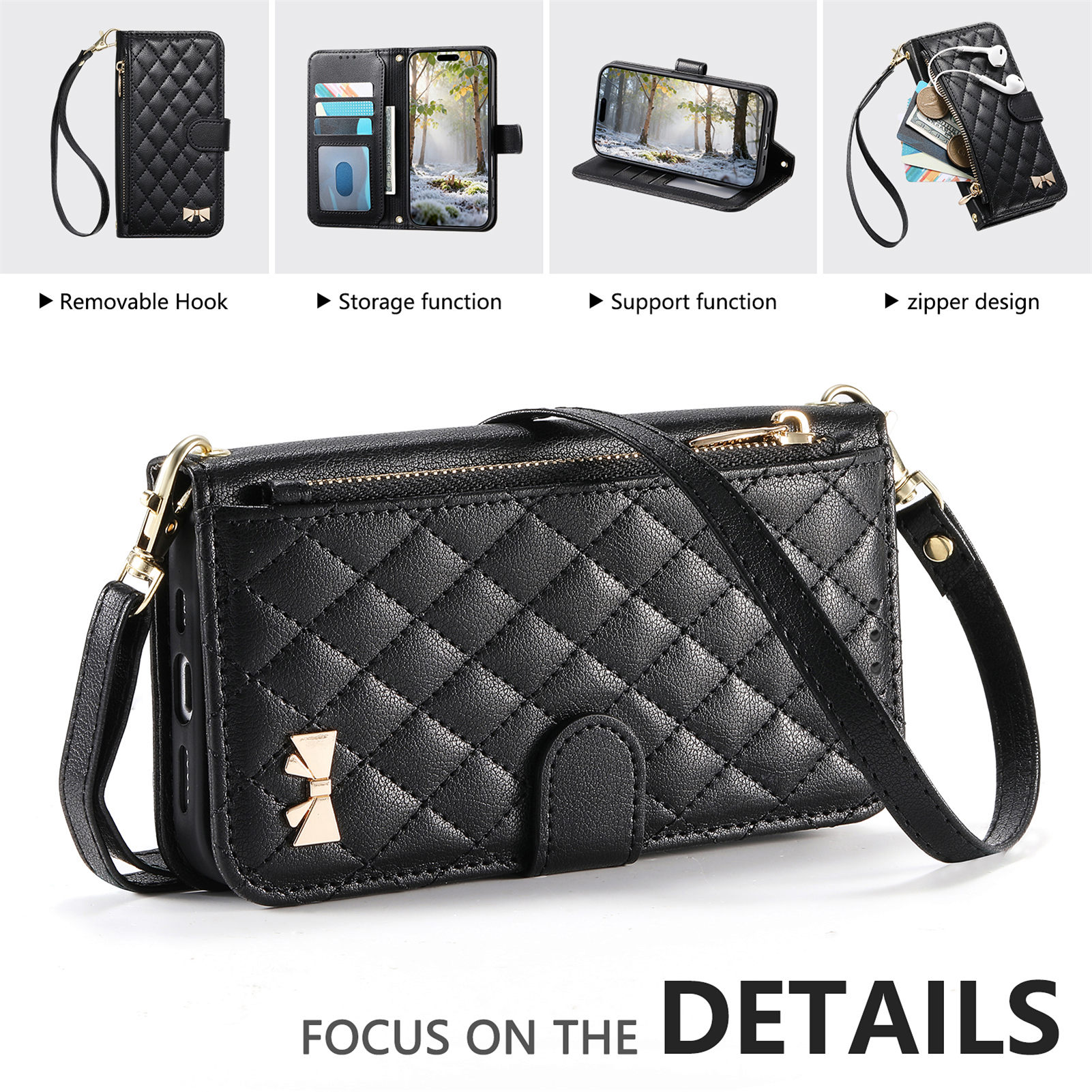 PU Leather Zipper Crossbody Wr - Phone Cases With Loop ulasan dan harga