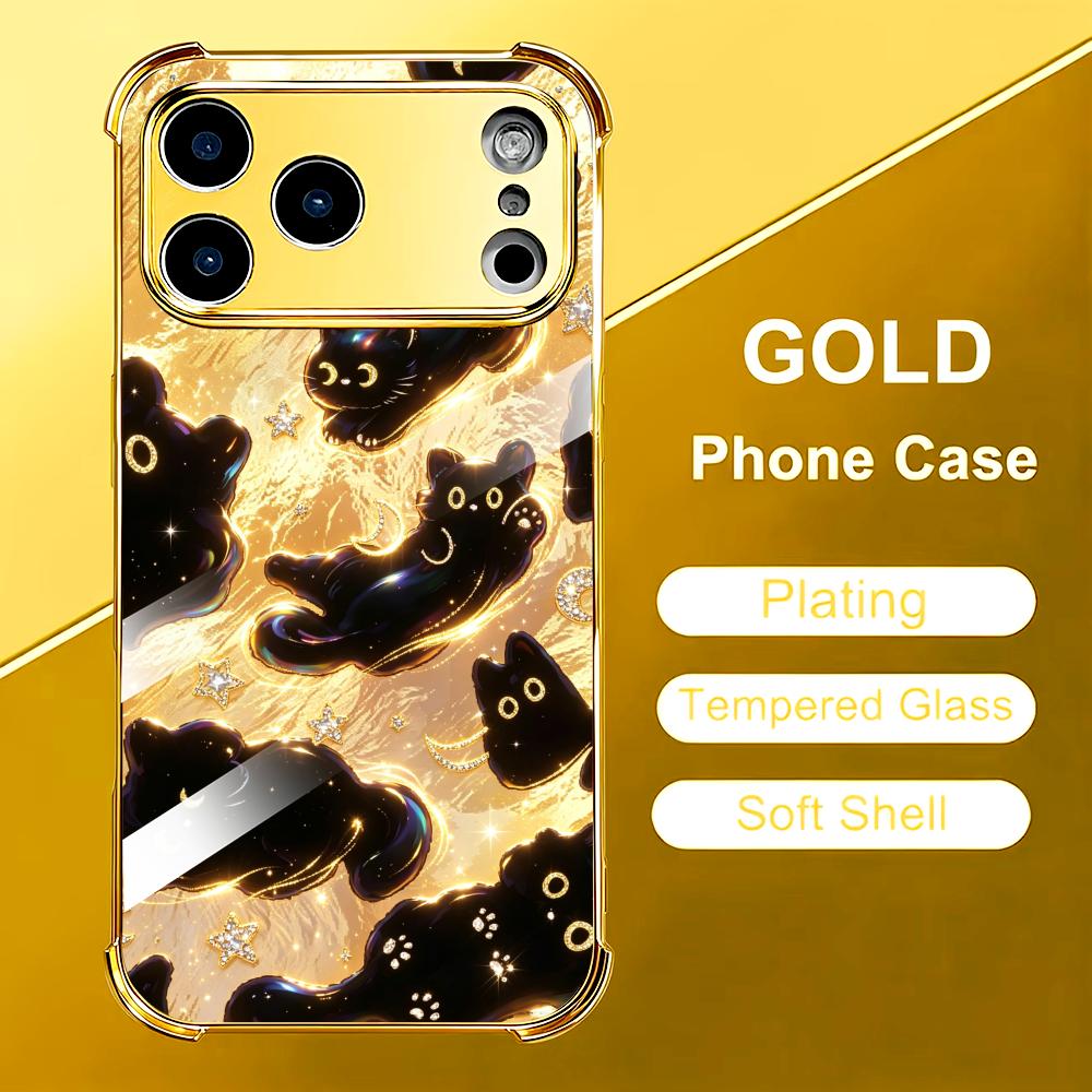 Premium Golden Black Cat glass - Phone Cases Rhode ulasan dan harga