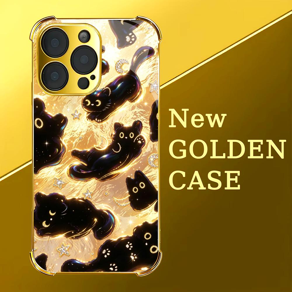 Premium Golden Black Cat glass - Phone Cases Rhode ulasan dan harga