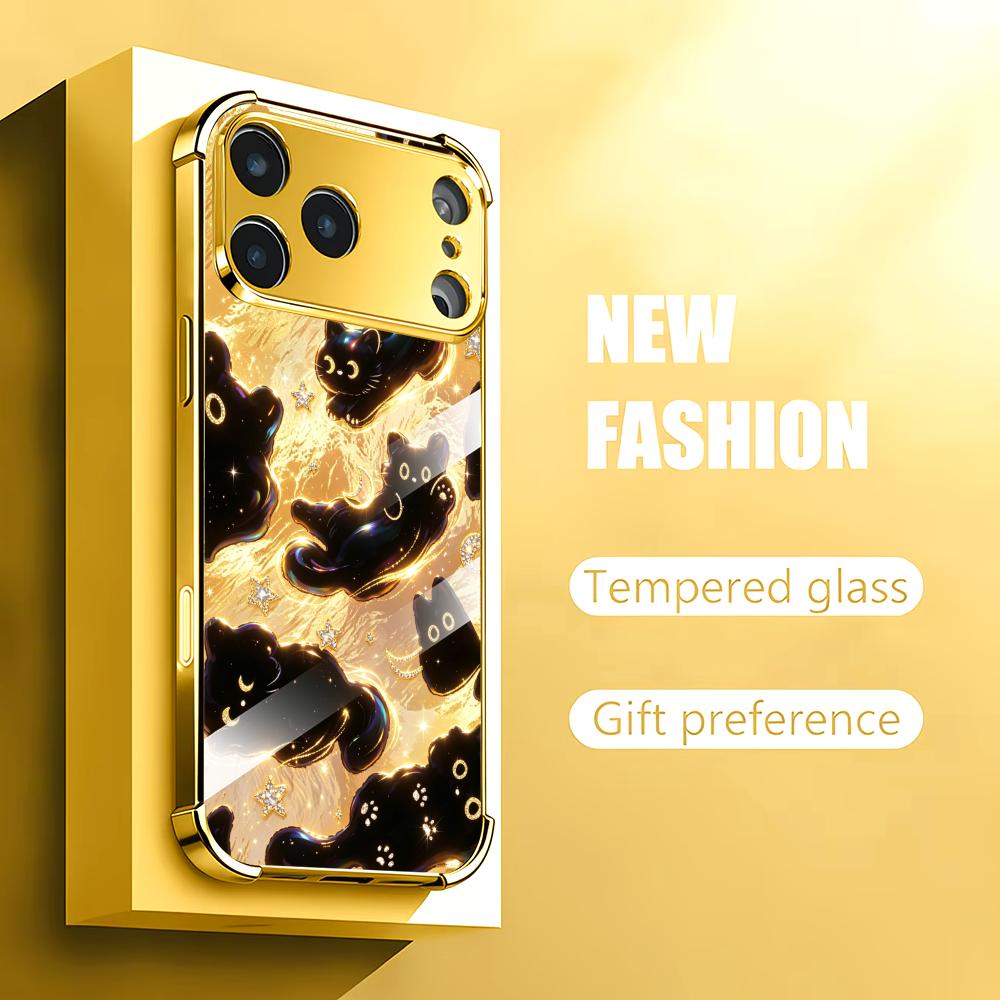 Premium Golden Black Cat glass - Phone Cases Rhode ulasan dan harga