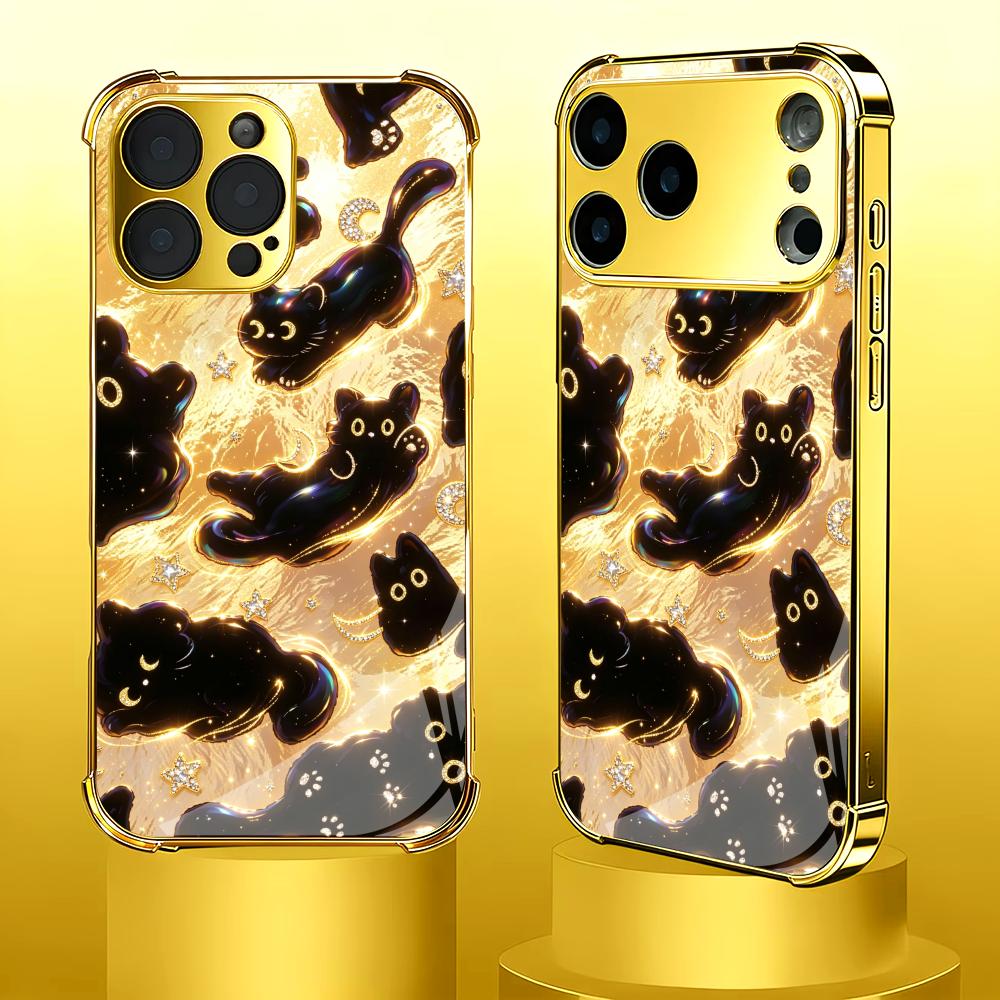 Premium Golden Black Cat glass - Phone Cases Rhode ulasan dan harga