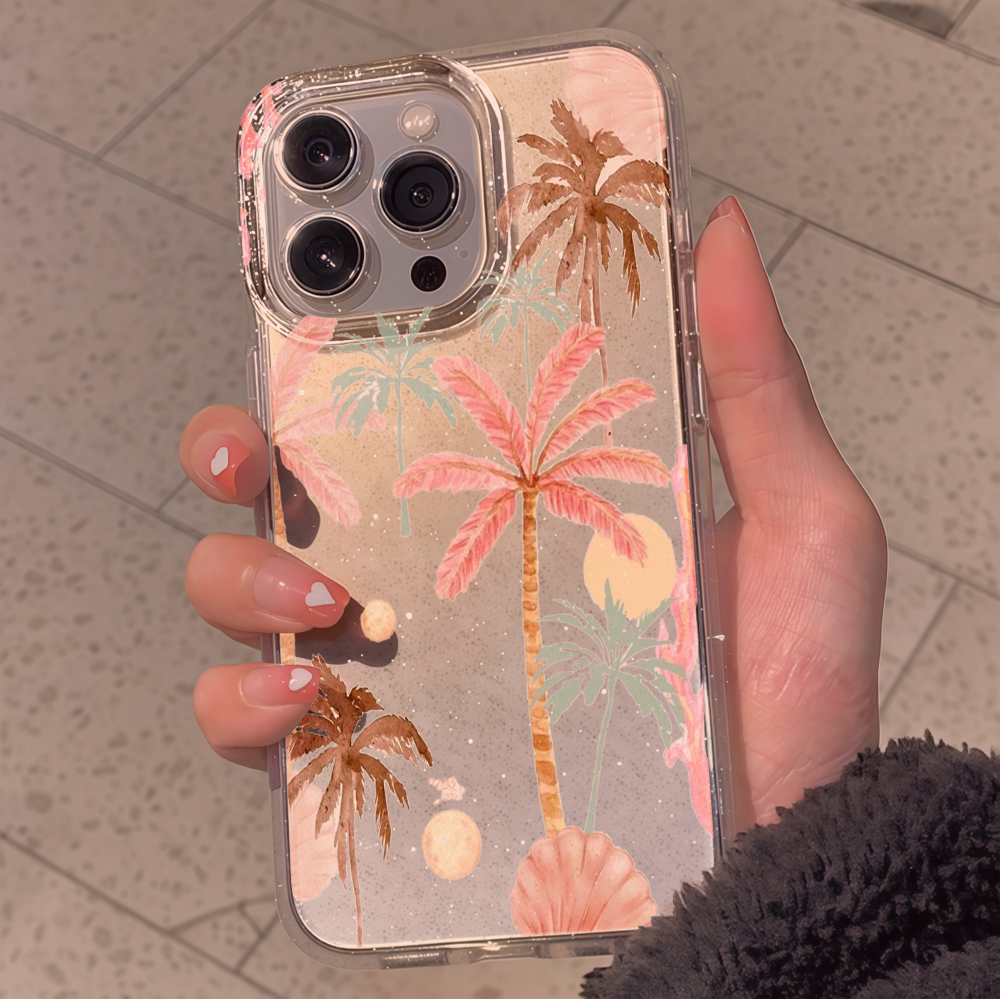 Beach coconut trees Clear Glit - Phone Cases Popular ulasan dan harga