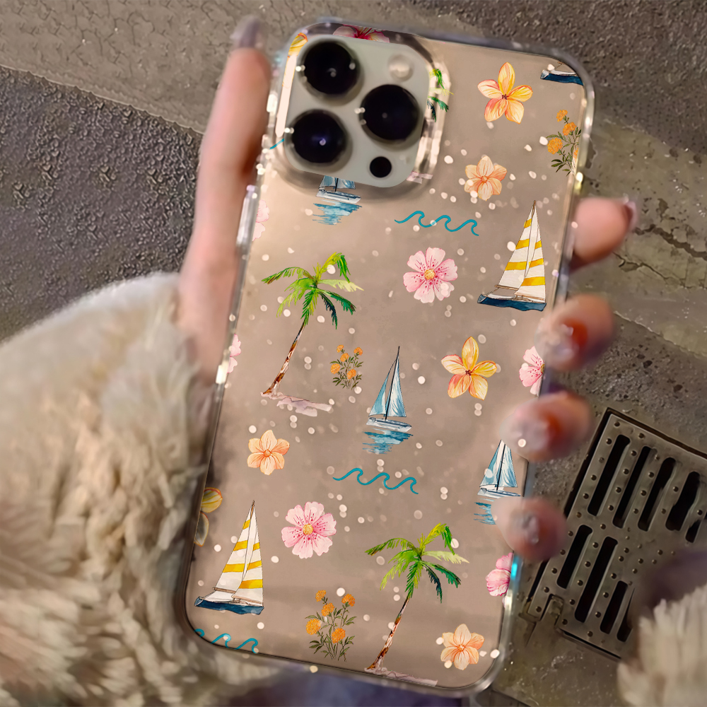 Beach coconut trees Clear Glit - Phone Cases Popular ulasan dan harga