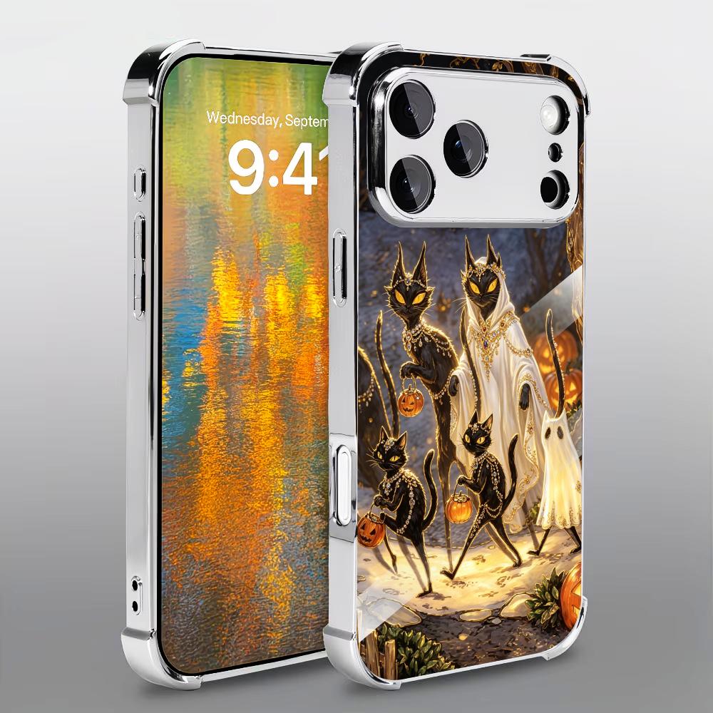 Halloween Black Cat glass phon - Phone Cases Rhode ulasan dan harga
