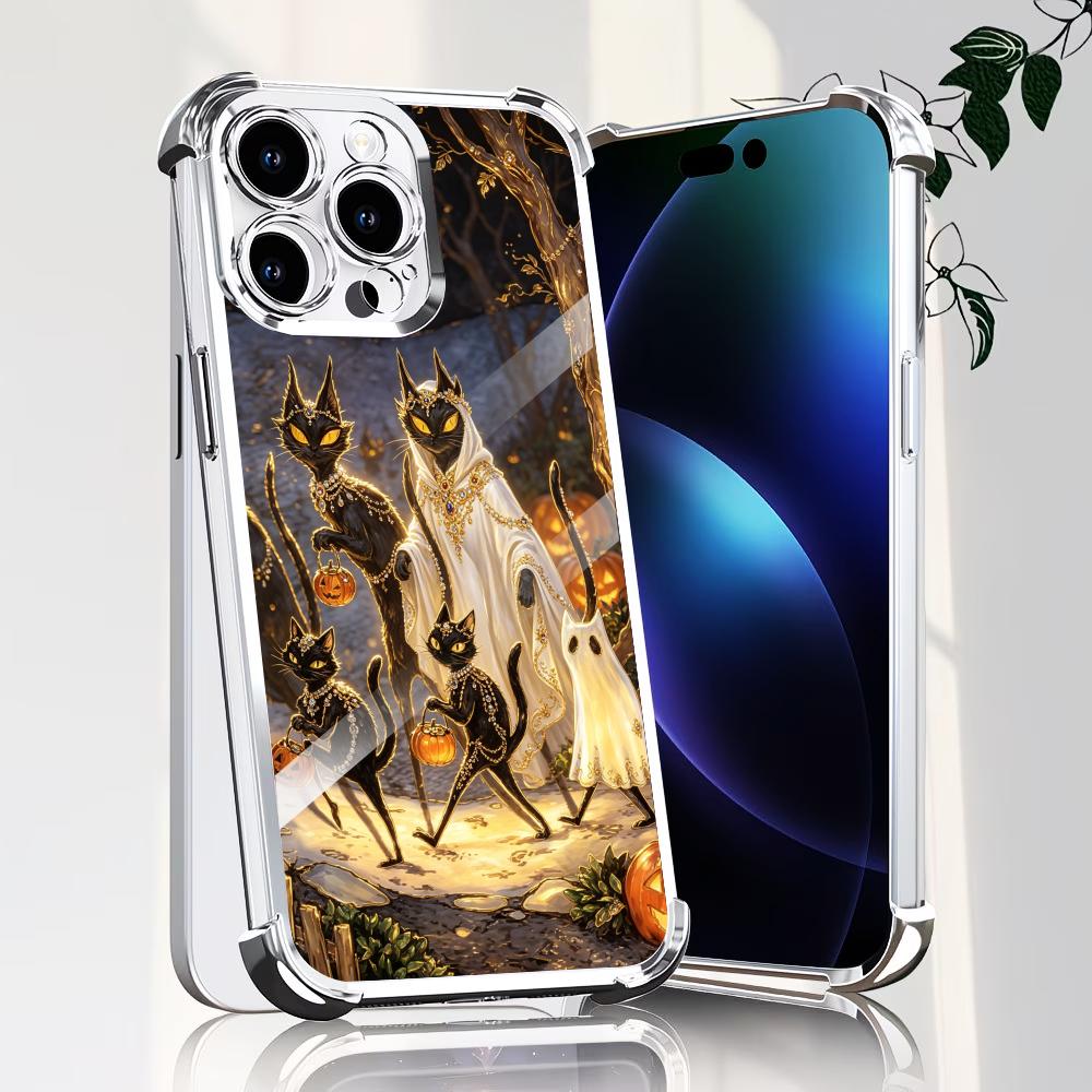 Halloween Black Cat glass phon - Phone Cases Rhode ulasan dan harga