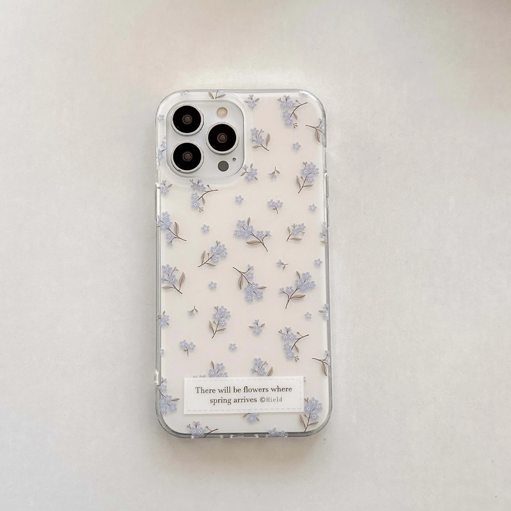 Pink and Blue White Flowers Fl - Phone Cases Drawing ulasan dan harga