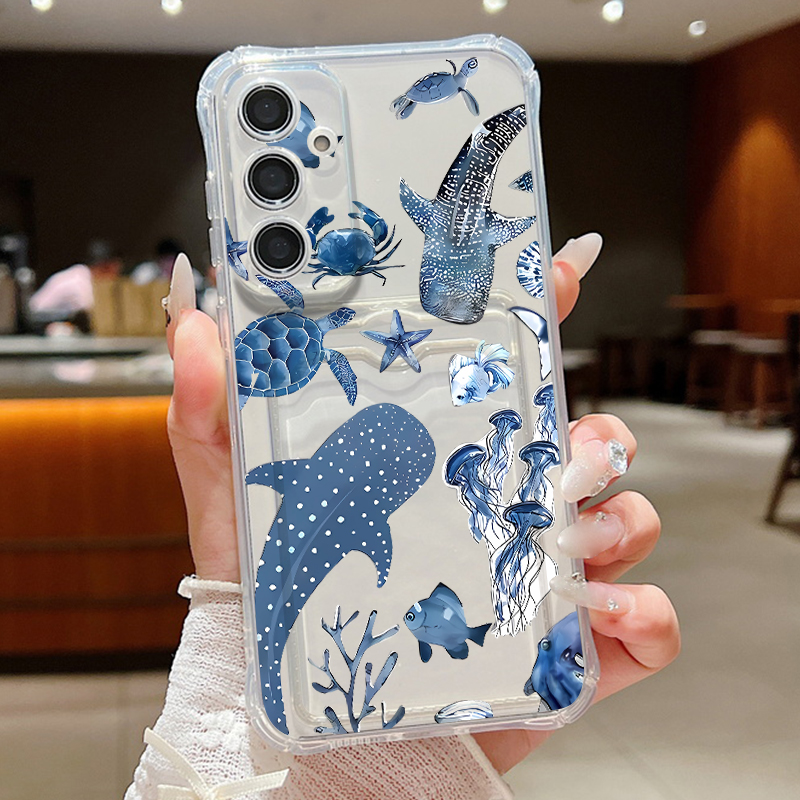 Ocean Whale Pattern Phone Case - Phone Cases With Card Holder ulasan dan harga
