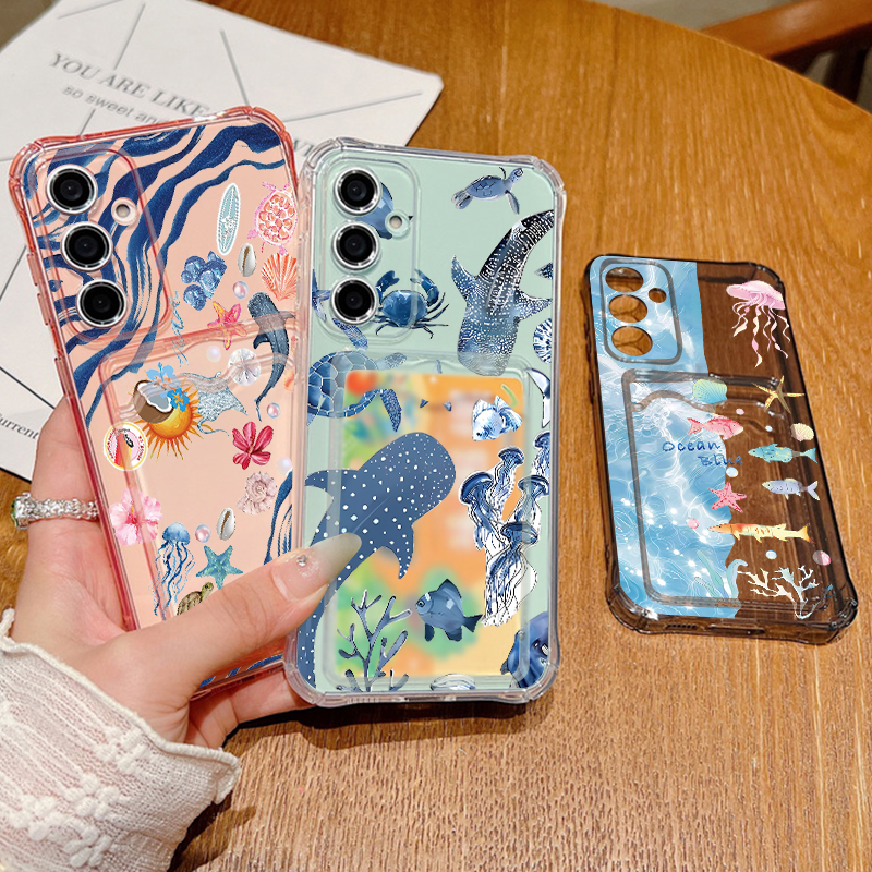 Ocean Whale Pattern Phone Case - Phone Cases With Card Holder ulasan dan harga
