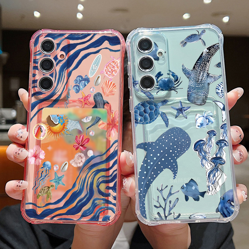 Ocean Whale Pattern Phone Case - Phone Cases With Card Holder ulasan dan harga