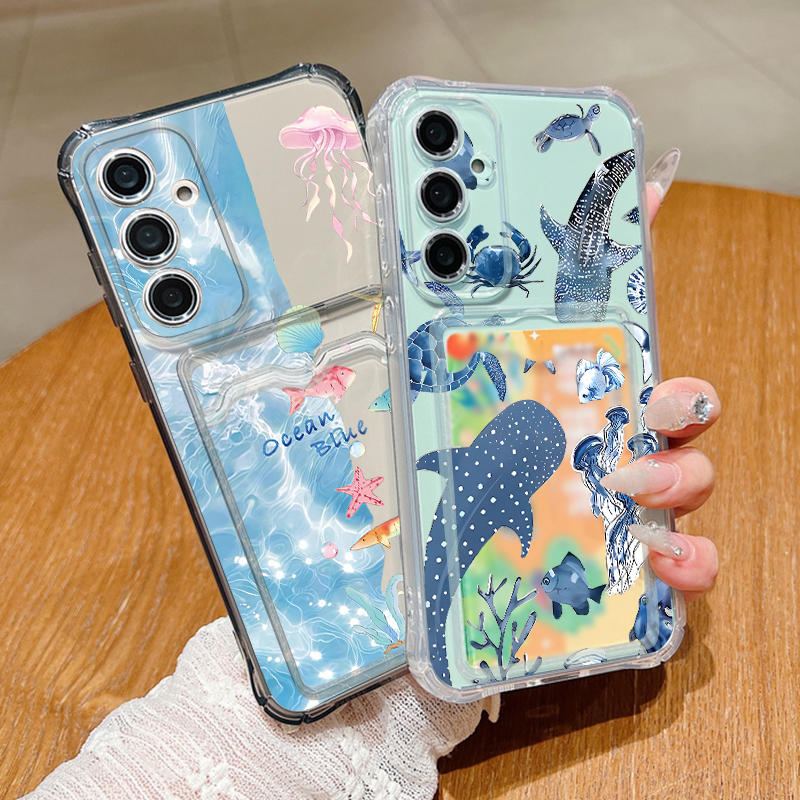 Ocean Whale Pattern Phone Case - Phone Cases With Card Holder ulasan dan harga