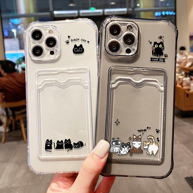 Cute Black Cat Phone Case For  - Phone Cases With Card Holder ulasan dan harga