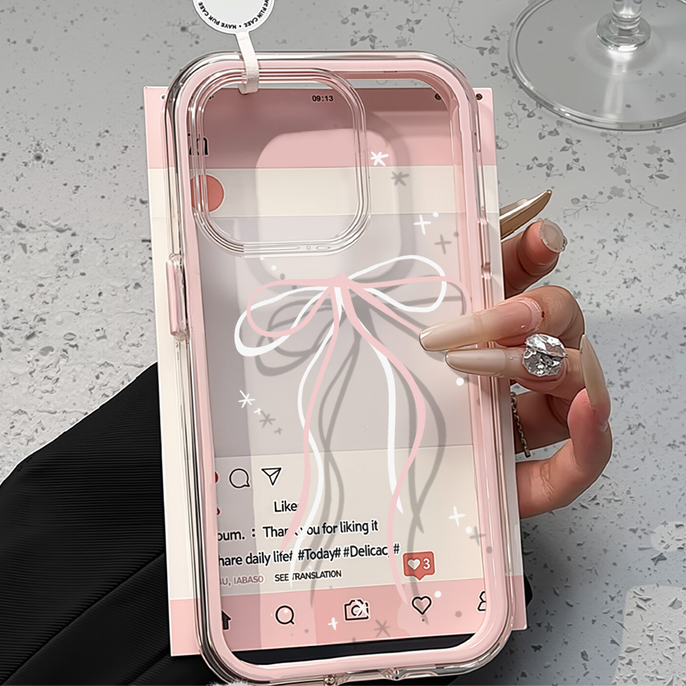 Pink Bow Clear Case For iPhone - Phone Cases Pink ulasan dan harga