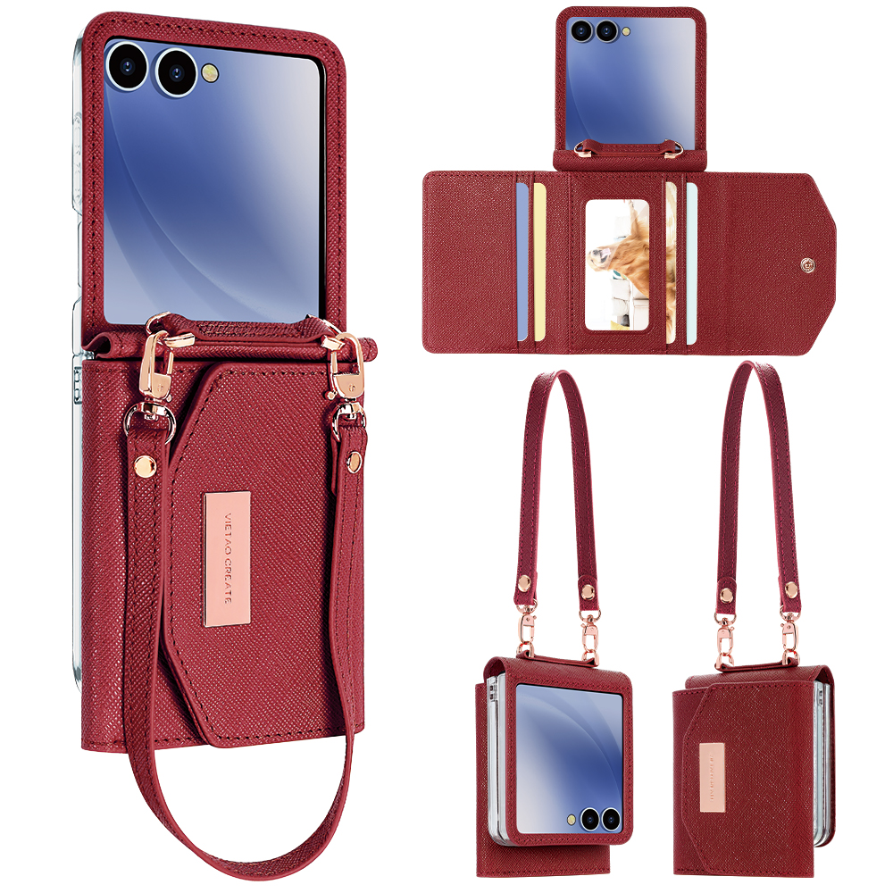 VIETAO Dark Red PU Leather Wal - Phone Cases With Loop ulasan dan harga