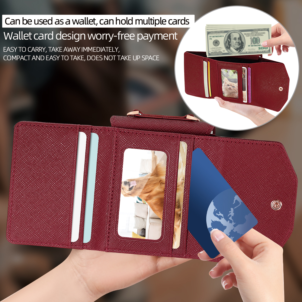VIETAO Dark Red PU Leather Wal - Phone Cases With Loop ulasan dan harga